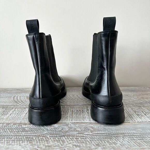 Frame-Women's Le Holland Leather & Rubber Chelsea Black Boots - Picture 4 of 10